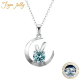 Moon Rabbit Pendant Necklace D Moissanite 925 Sterling Silver Women Gift