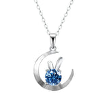 Moon Rabbit Pendant Necklace D Moissanite 925 Sterling Silver Women Gift