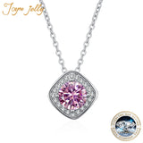 D Moissanite Necklace S925 Silver Jewelry Square Pendant Clavicle Chain