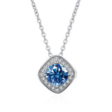 D Moissanite Necklace S925 Silver Jewelry Square Pendant Clavicle Chain