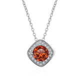 D Moissanite Necklace S925 Silver Jewelry Square Pendant Clavicle Chain