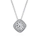 D Moissanite Necklace S925 Silver Jewelry Square Pendant Clavicle Chain