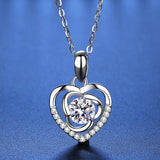 925 Silver Moissanite Heart Pendant Necklace for Women