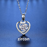925 Silver Moissanite Heart Pendant Necklace for Women