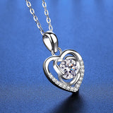 925 Silver Moissanite Heart Pendant Necklace for Women