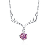 S925 Silver Moissanite Diamond Deer Pendant Necklace