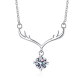 S925 Silver Moissanite Diamond Deer Pendant Necklace