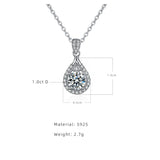 925 Silver Necklace Pendant 1.0ct D Moissanite Diamond Test Women Gift
