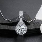 925 Silver Necklace Pendant 1.0ct D Moissanite Diamond Test Women Gift