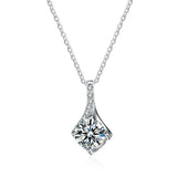Sterling Silver Clavicle Chain with 1ct Moissanite Necklace