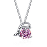 Sterling Silver 925 1ct Moissanite Dolphin Pendant Necklace