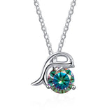 Sterling Silver 925 1ct Moissanite Dolphin Pendant Necklace