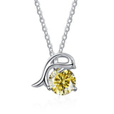 Sterling Silver 925 1ct Moissanite Dolphin Pendant Necklace