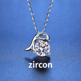 Sterling Silver 925 1ct Moissanite Dolphin Pendant Necklace