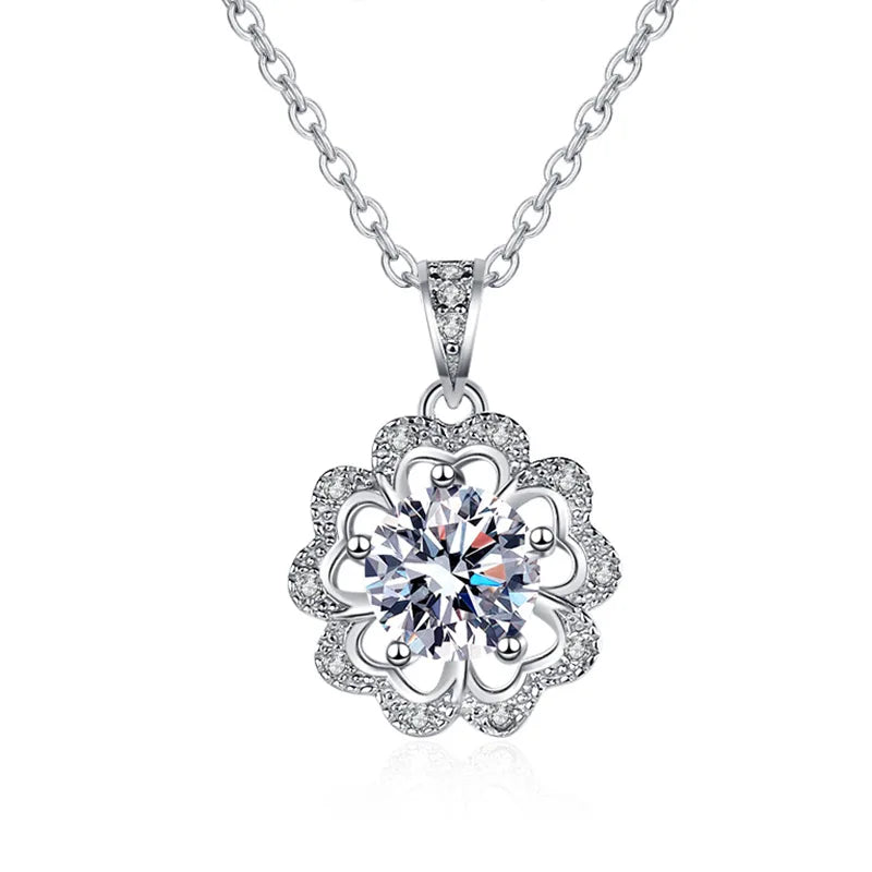 925 Sterling Silver Pendant with 1ct D Moissanite Stone