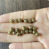 Ju Yuan 300pcs 6mm Metal Alloy Perforated Round Beads for Jewelry Making