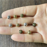 Ju Yuan 300pcs 6mm Metal Alloy Perforated Round Beads for Jewelry Making