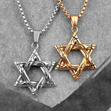 Judaism Hexagram Men Necklaces Pendants Chain Punk Male Jewelry Gift