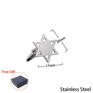 Star of David Cufflinks Religious Pentagram Twins Buttons Stainless Steel