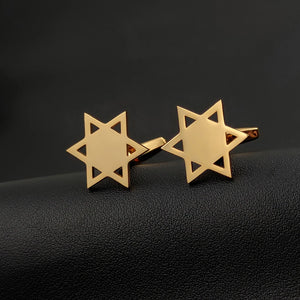 Star of David Cufflinks Religious Pentagram Twins Buttons Stainless Steel
