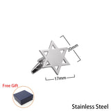 Star of David Cufflinks Religious Pentagram Twins Buttons Stainless Steel