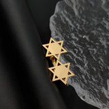 Star of David Cufflinks Religious Pentagram Twins Buttons Stainless Steel