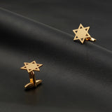 Star of David Cufflinks Religious Pentagram Twins Buttons Stainless Steel