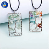 JuleeCrystal 7 Chakra Tree Of Life Pendant Necklace Women