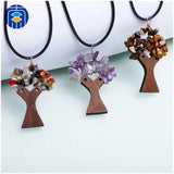 JuleeCrystal 7 Chakra Tree Of Life Pendant Necklace Women