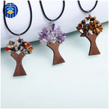 JuleeCrystal 7 Chakra Tree Of Life Pendant Necklace Women