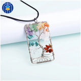 JuleeCrystal 7 Chakra Tree Of Life Pendant Necklace Women