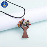 JuleeCrystal 7 Chakra Tree Of Life Pendant Necklace Women