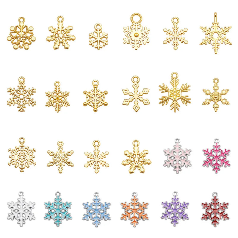 Snowflake Charms Mix & Enamel Alloy Pendant Bracelet Jewelry Making