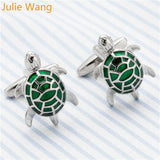 Brass Turtle Cufflinks Men's French Shirt Buttons High Green Sleeve Nail