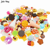 100pcs Assorted Resin Dessert Cookie Cake Bread Candy Charms DIY