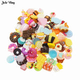 100pcs Assorted Resin Dessert Cookie Cake Bread Candy Charms DIY