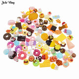 100pcs Assorted Resin Dessert Cookie Cake Bread Candy Charms DIY