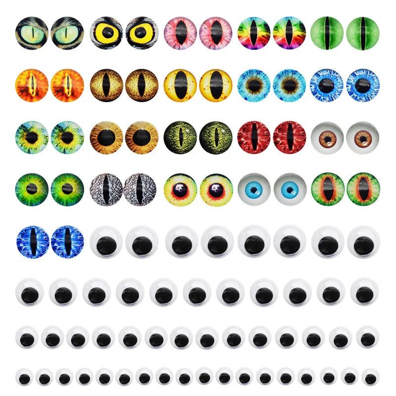 1040PCS Glass Animal Eyes & Plastic Doll Eye Googly Toy Making Accessory