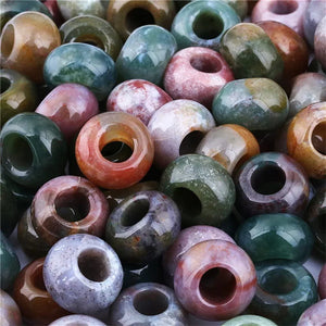 10PCS Natural Stone Beads Multiple Styles Big Hole Bracelet Jewelry Making