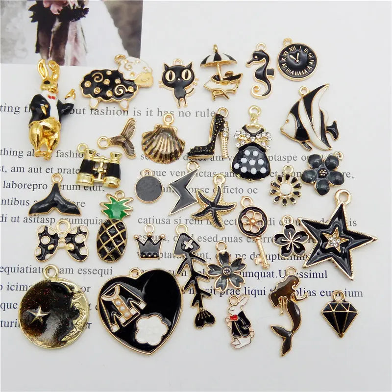 Julie Wang 10PCS Enamel Charms Mixed Pendants Necklace Earrings
