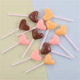 10PCS Resin Heart Lollipop Charms IN LOVE Artificial Food Jewelry Making
