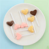 10PCS Resin Heart Lollipop Charms IN LOVE Artificial Food Jewelry Making