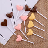 10PCS Resin Heart Lollipop Charms IN LOVE Artificial Food Jewelry Making