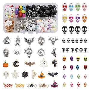142PCS Halloween Skull Beads & Charms Set for Jewelry Making