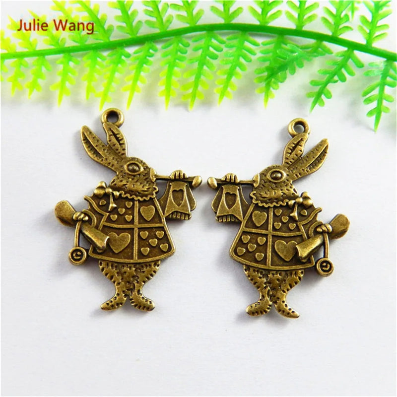 15PCS Antique Bronze Rabbit Charms Pendants Jewelry Findings