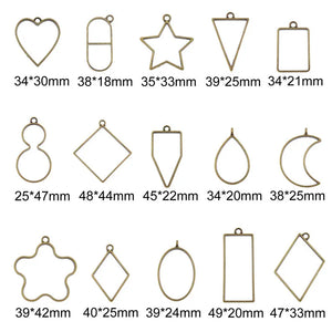 15PCS Geometric Shape Mold Epoxy Casting Charms Star Moon Heart Mixed