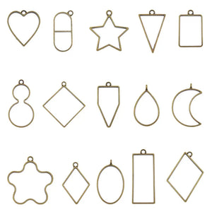 15PCS Geometric Shape Mold Epoxy Casting Charms Star Moon Heart Mixed