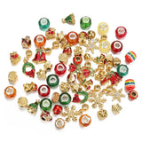 20PCS European Christmas Beads Big Hole Random Mix Enamel Alloy Glass Spacer Bea