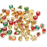 20PCS European Christmas Beads Big Hole Random Mix Enamel Alloy Glass Spacer Bea