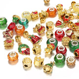 20PCS European Christmas Beads Big Hole Random Mix Enamel Alloy Glass Spacer Bea